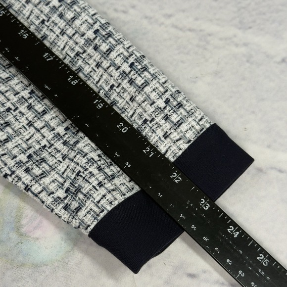 Chico's Moto Tweed Trim Detail LS Jacket Size 1 8-10 Classic Navy 1/2 Zip NWT - Picture 11 of 16